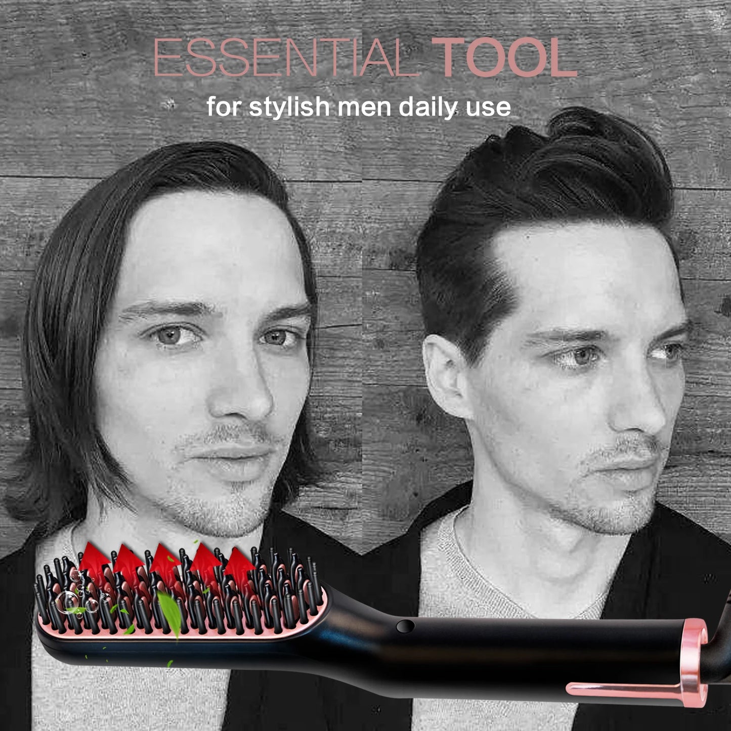 GroomEase™ Ionic Straightener: Hot Comb Straightener Heating Comb For Men Beard Electric Negative Ion Hair Straightening Brush Wet Dry Use Quick Hair Styler