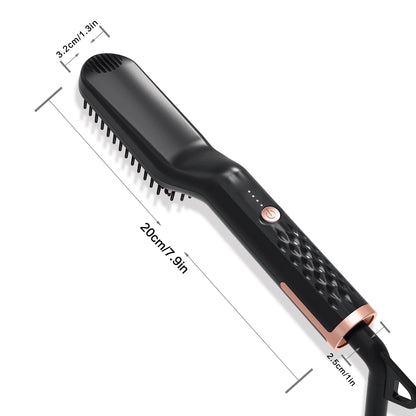 GroomEase™ Ionic Straightener: Hot Comb Straightener Heating Comb For Men Beard Electric Negative Ion Hair Straightening Brush Wet Dry Use Quick Hair Styler