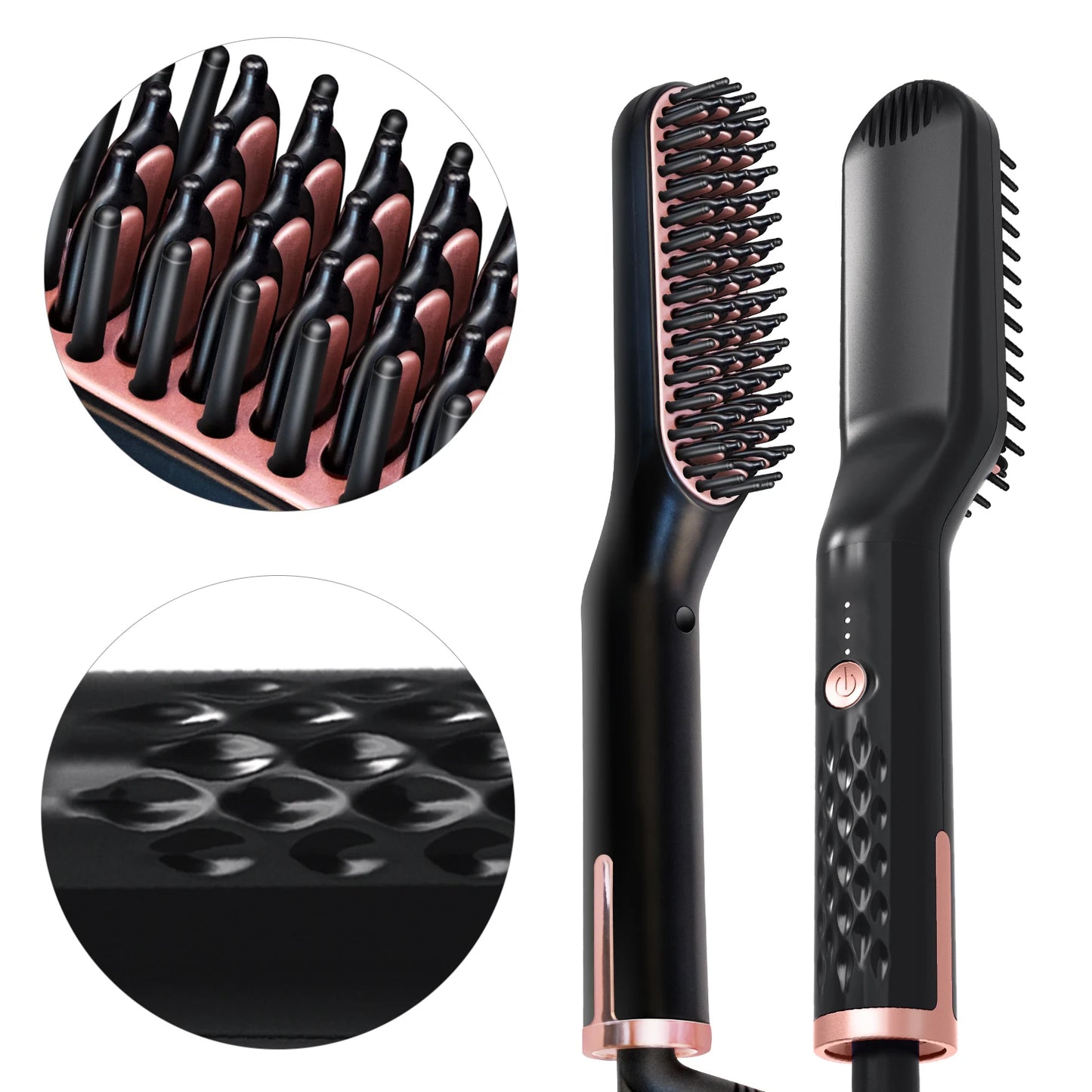 GroomEase™ Ionic Straightener: Hot Comb Straightener Heating Comb For Men Beard Electric Negative Ion Hair Straightening Brush Wet Dry Use Quick Hair Styler