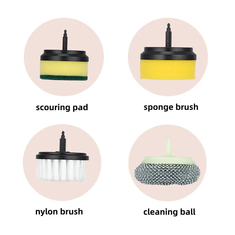 Spinova™ Multifunctional Electric Spin Scrubber Rechargeable with 6 Replaceable Cleaning Brush Heads or Bathroom Kitchen Oven Dish Floor