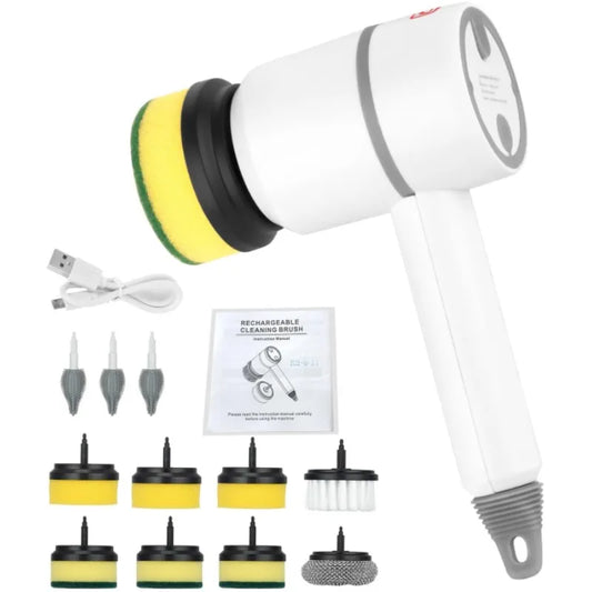 Spinova™ Multifunctional Electric Spin Scrubber Rechargeable with 6 Replaceable Cleaning Brush Heads or Bathroom Kitchen Oven Dish Floor