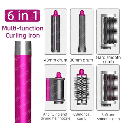 AirLuxe Pro: 6-in-1 hair dryer set multi-function curling iron hair straightener hot air comb styling set for home salon-like effect