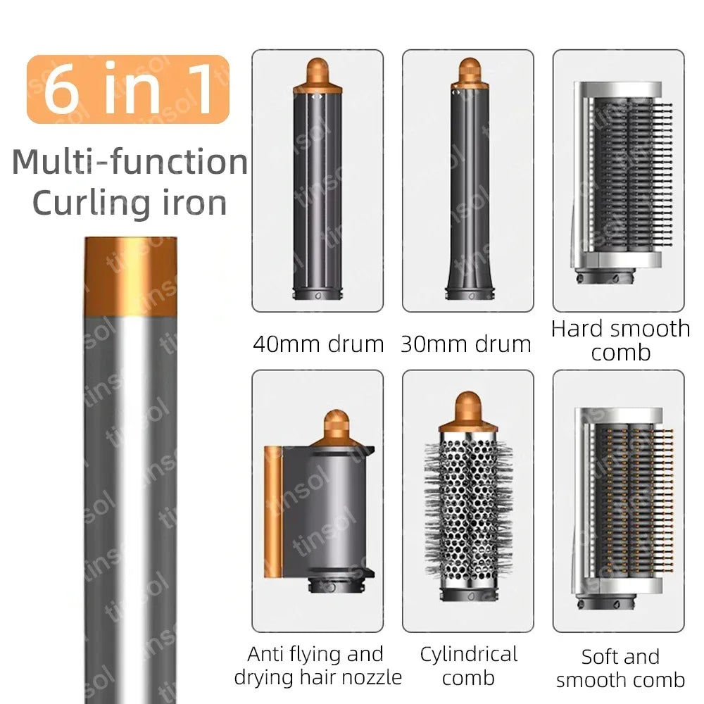 AirLuxe Pro: 6-in-1 hair dryer set multi-function curling iron hair straightener hot air comb styling set for home salon-like effect