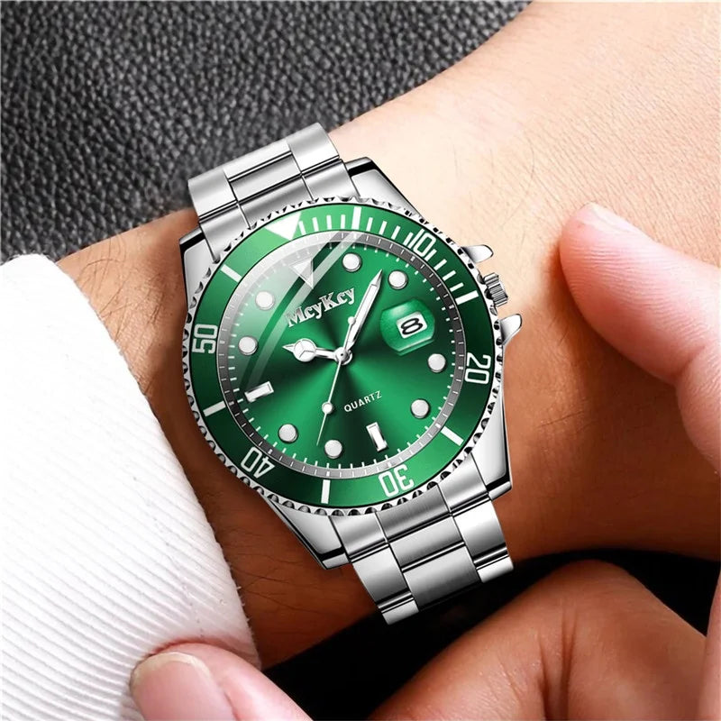 1PC Men's Luxury Watch Business Style Men's Calendar Simple Dial Quartz Watch Best Gift for Men