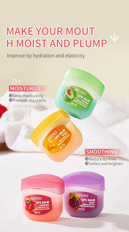 ADMD™ – Fruit Kiss Collection: 8-Piece Moisturising Lip Balm Set (Anti-Cracks)
