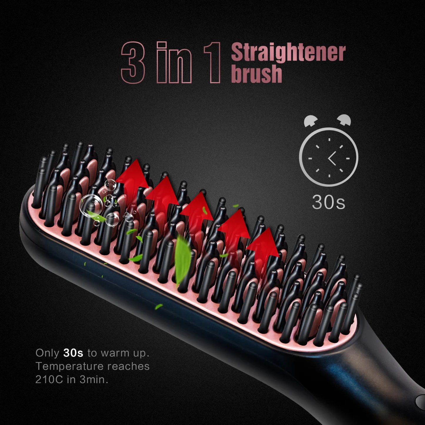 GroomEase™ Ionic Straightener: Hot Comb Straightener Heating Comb For Men Beard Electric Negative Ion Hair Straightening Brush Wet Dry Use Quick Hair Styler