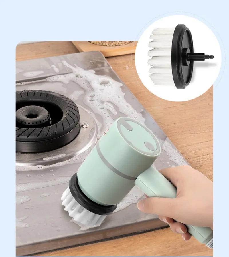 Spinova™ Multifunctional Electric Spin Scrubber Rechargeable with 6 Replaceable Cleaning Brush Heads or Bathroom Kitchen Oven Dish Floor