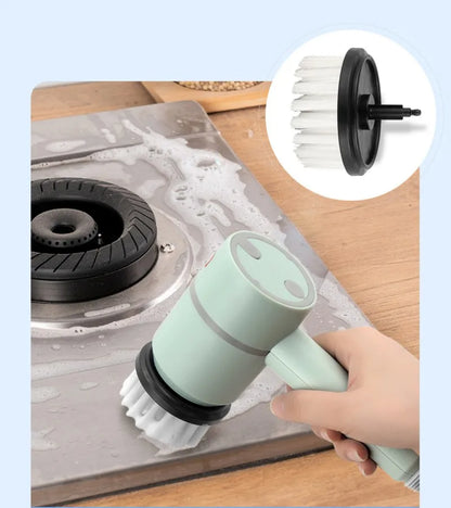 Spinova™ Multifunctional Electric Spin Scrubber Rechargeable with 6 Replaceable Cleaning Brush Heads or Bathroom Kitchen Oven Dish Floor