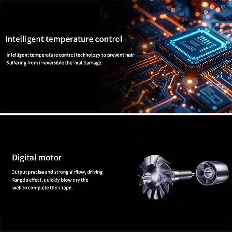 AirLuxe Pro: 6-in-1 hair dryer set multi-function curling iron hair straightener hot air comb styling set for home salon-like effect