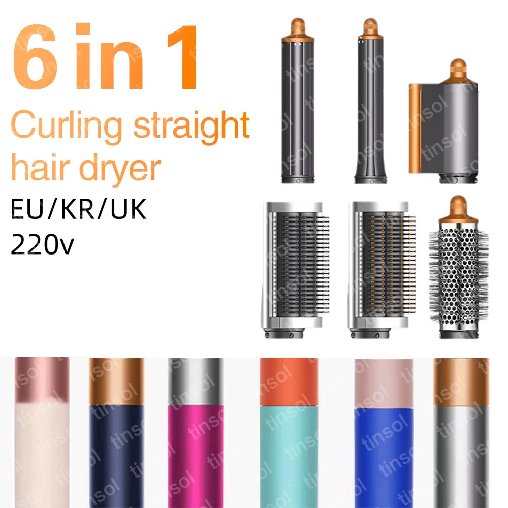 AirLuxe Pro: 6-in-1 hair dryer set multi-function curling iron hair straightener hot air comb styling set for home salon-like effect
