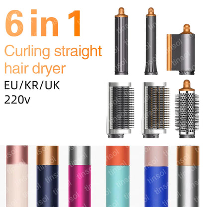 AirLuxe Pro: 6-in-1 hair dryer set multi-function curling iron hair straightener hot air comb styling set for home salon-like effect