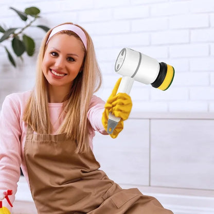 Spinova™ Multifunctional Electric Spin Scrubber Rechargeable with 6 Replaceable Cleaning Brush Heads or Bathroom Kitchen Oven Dish Floor