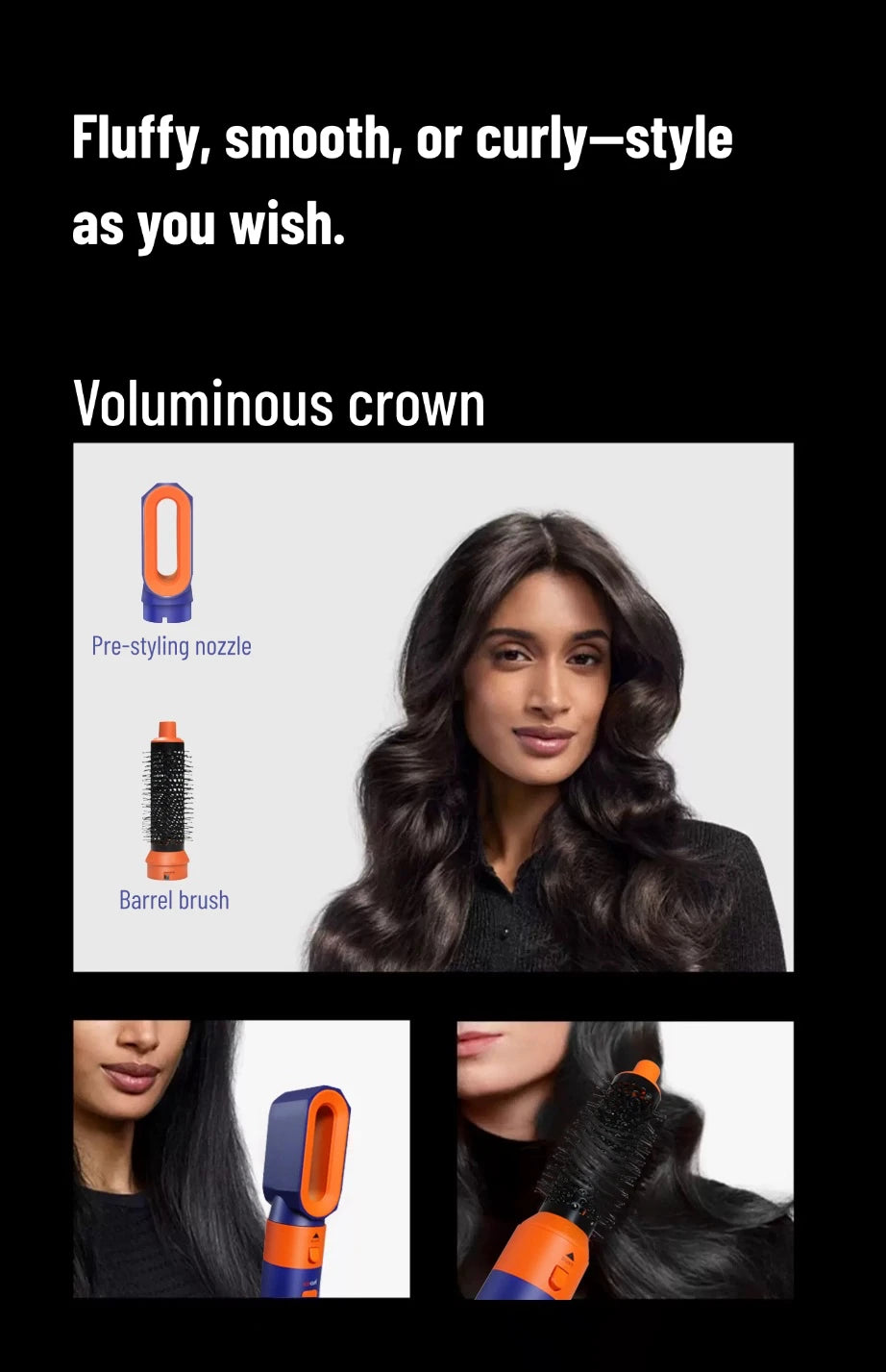 AirLuxe Pro 6: 6 in 1 hair styler With Curling Barrel Hot Air Brush Styling Tool MultiStyler