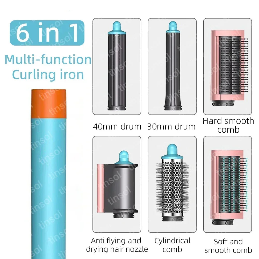AirLuxe Pro: 6-in-1 hair dryer set multi-function curling iron hair straightener hot air comb styling set for home salon-like effect