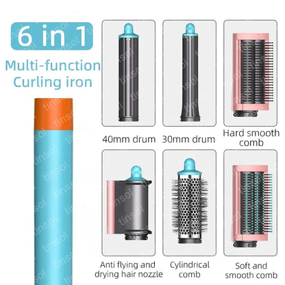 AirLuxe Pro: 6-in-1 hair dryer set multi-function curling iron hair straightener hot air comb styling set for home salon-like effect